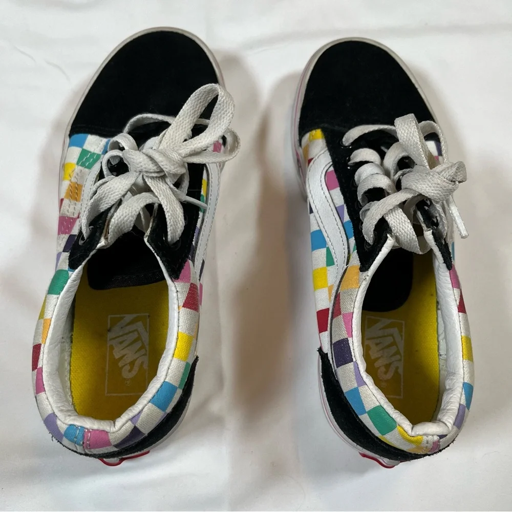 Vans Old Skool Kids Youth Size 2Y Multicolored Checkerboard Walking Shoe Sneaker